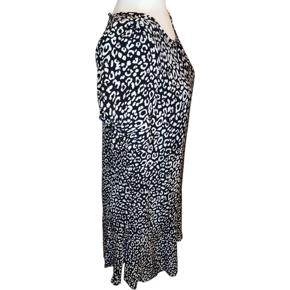 Joie Angeni Black White Animal Print Shift Dress Puff Sleeve Size XS - Picture 8 of 15